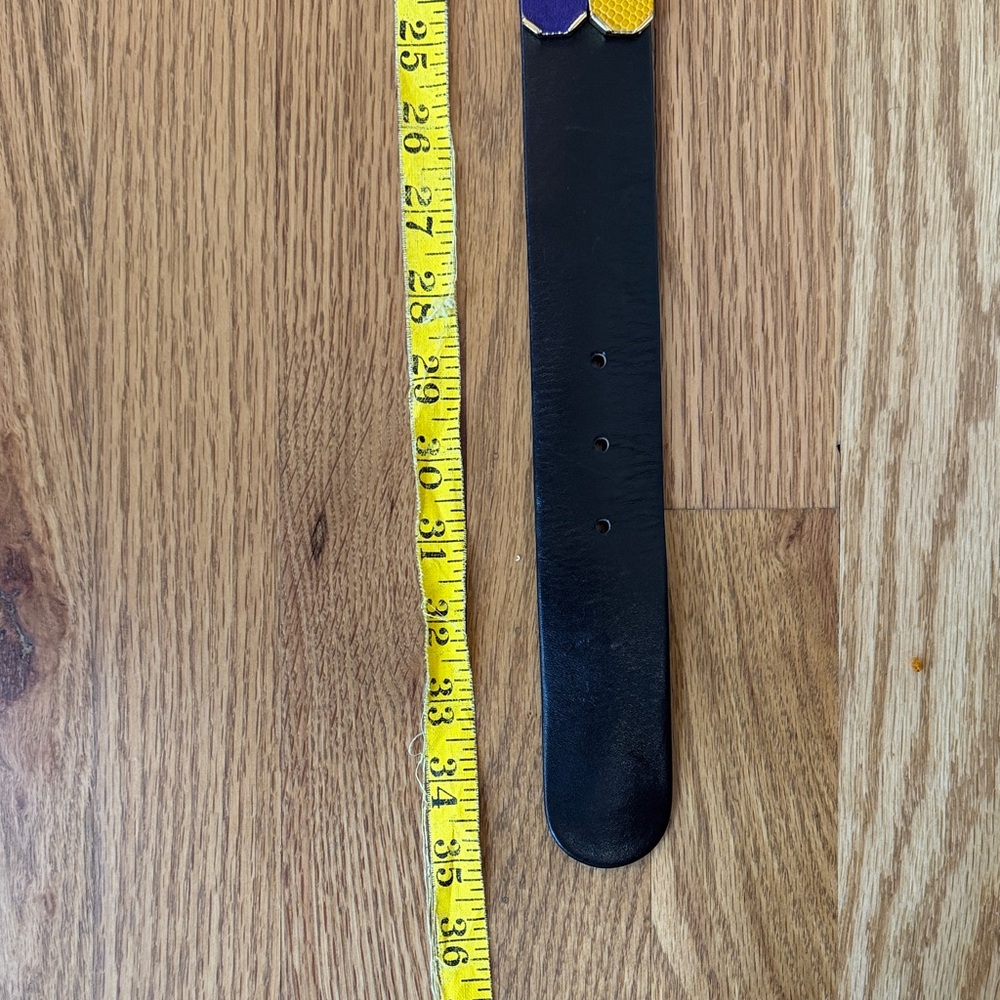 Vintage Carlisle Black Leather Belt w/Animal Skin Embossed Colorful Dots - Picture 8 of 8